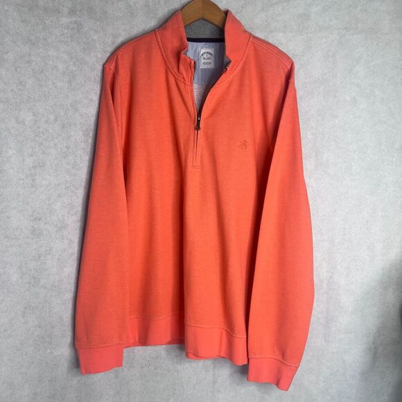 Brooks Brothers Peach Orange 1/4 Zip Long Sleeve Pullover Cotton Blend Sz XL - Picture 6 of 9
